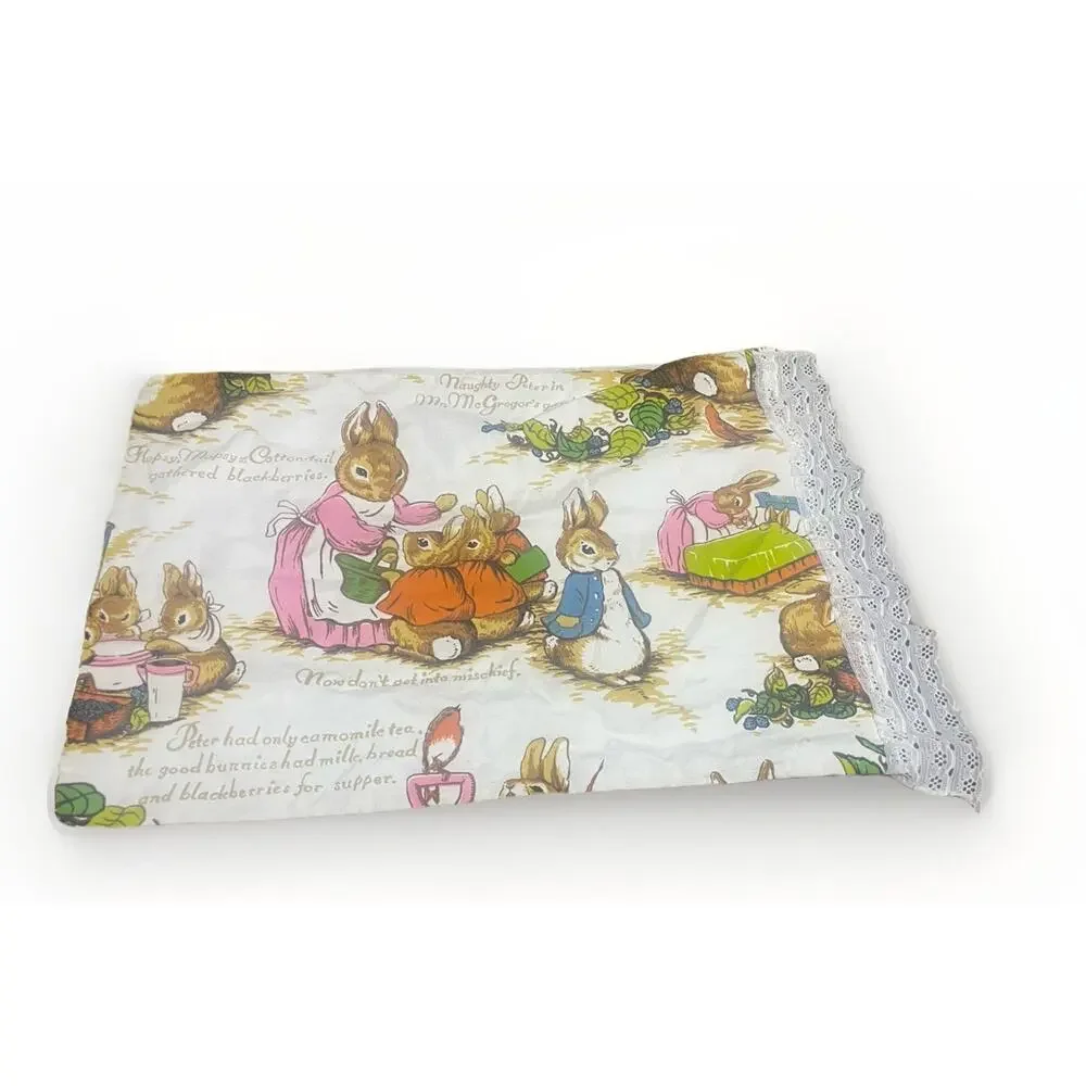 Vintage RABBIT Pillow With Lace On Edge Handmade
